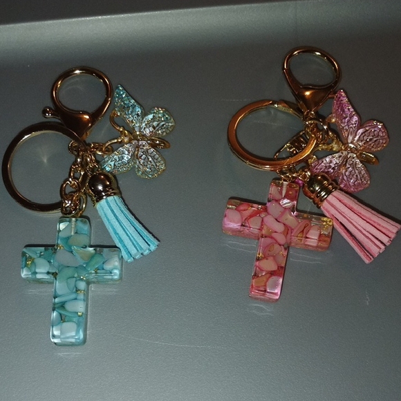 Accessories - 2 Piece Set Cross Keychains with Tassels